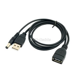USB 2.0 en hane till en kvinna med DC Plug Power Y Splitter kabel